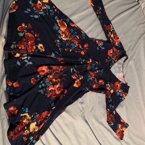 Knee high navy blue dress.